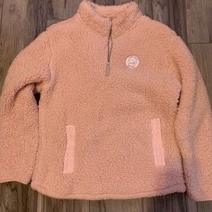 Ivory Ella Sherpa quarter zip pink